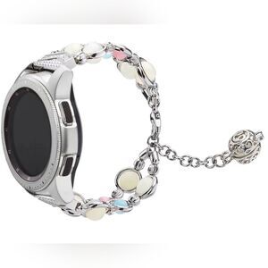 Luminous Beaded Bracelet Watchband SILVER 20mm SAMSUNG ANDROID NEW FANCY BANDS